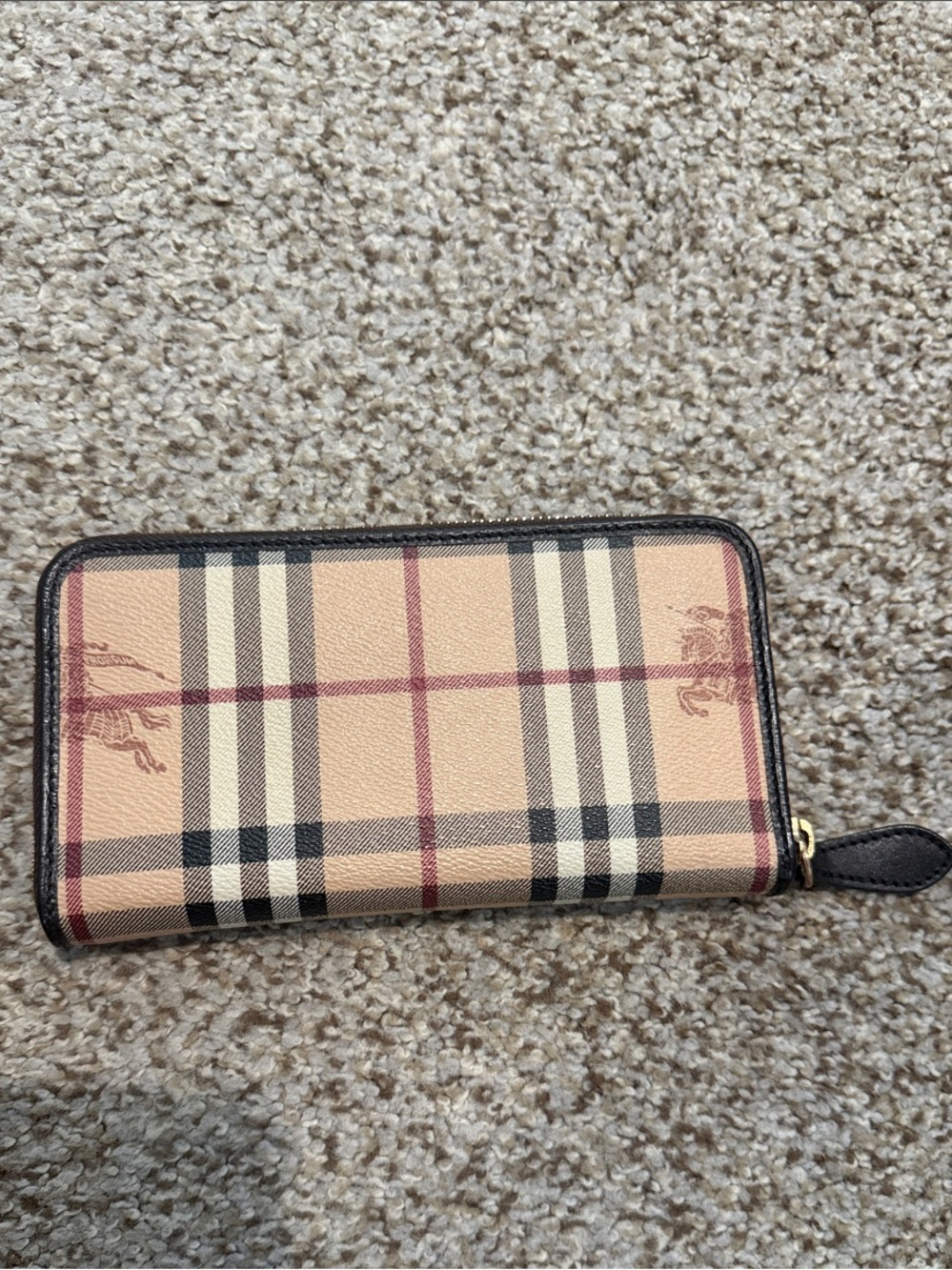 Burberry Beige Nova Check Zip-Around Wallet
